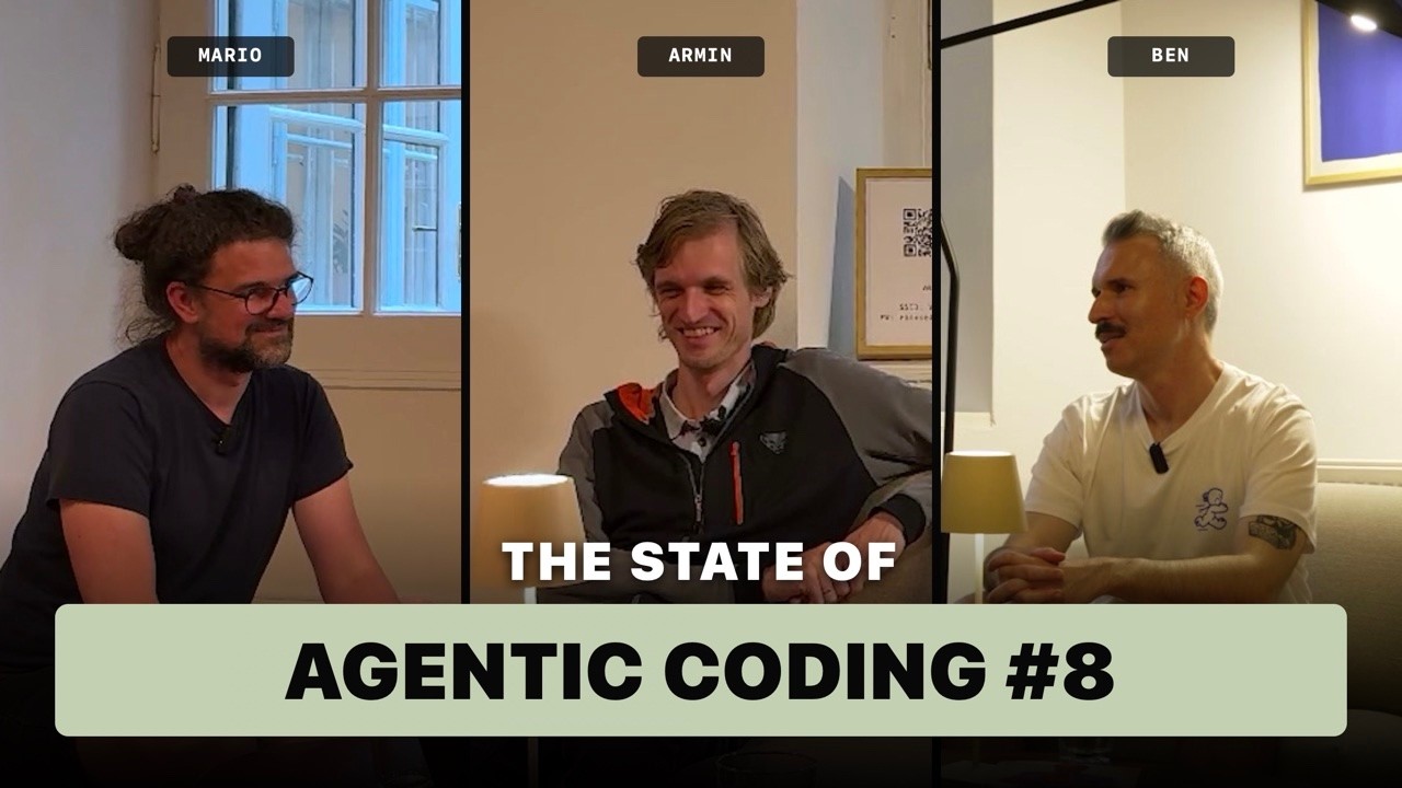 Mario Zechner, Armin Ronacher and Ben Vinegar recording episode 8 in Vienna